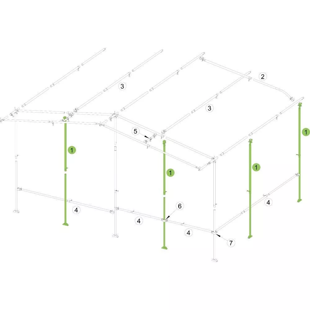 Brand Orkanstütze Vorzelt, Stahl 25x1 Mm, 165-260 Cm 1 Brand Orkanstütze Vorzelt, Stahl 25x1 Mm, 165-260 Cm
