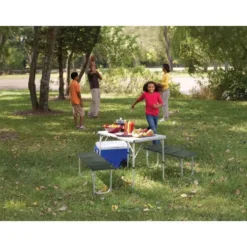 Campingtisch Mit Bank Coleman Pack-Away Table For 4 -Camping-Outdoor Geschäft campingtisch coleman pack away table for 4 sitzgruppe picknicktisch 4 12628